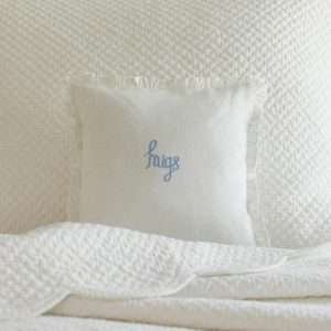 Hugs Blue Embroidered Toss Pillow