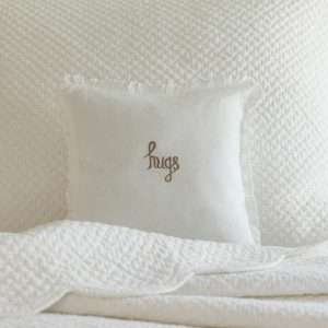 Hugs Natural Embroidered Toss Pillow