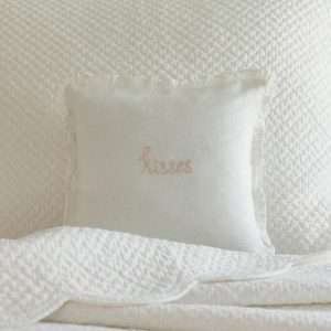 Kisses Pink Embroidered Toss Pillow