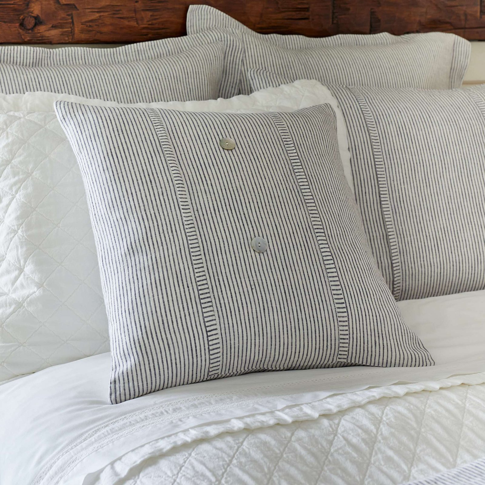 Oxford Pinstripe Linen Porch Pillow Cover