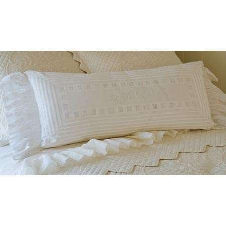 Be Our Guest – White Ruffled Cotton Bolster Pillow