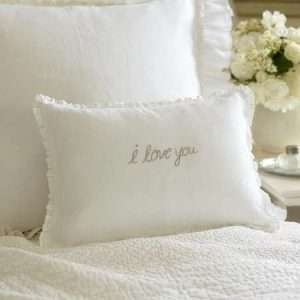 I Love You Natural on White Linen Boudoir Pillow
