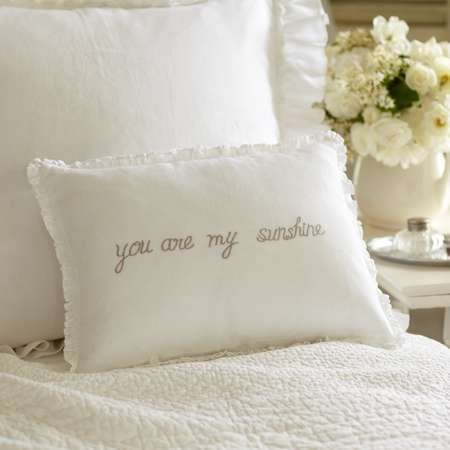 You are my Sunshine Natural on White Linen Boudoir Pillow